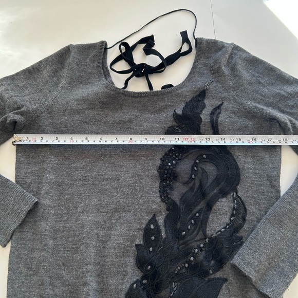 Anthropologie Angel Of The North Torie Tie-Back Sweater Size  medium Grey - Picture 5 of 7